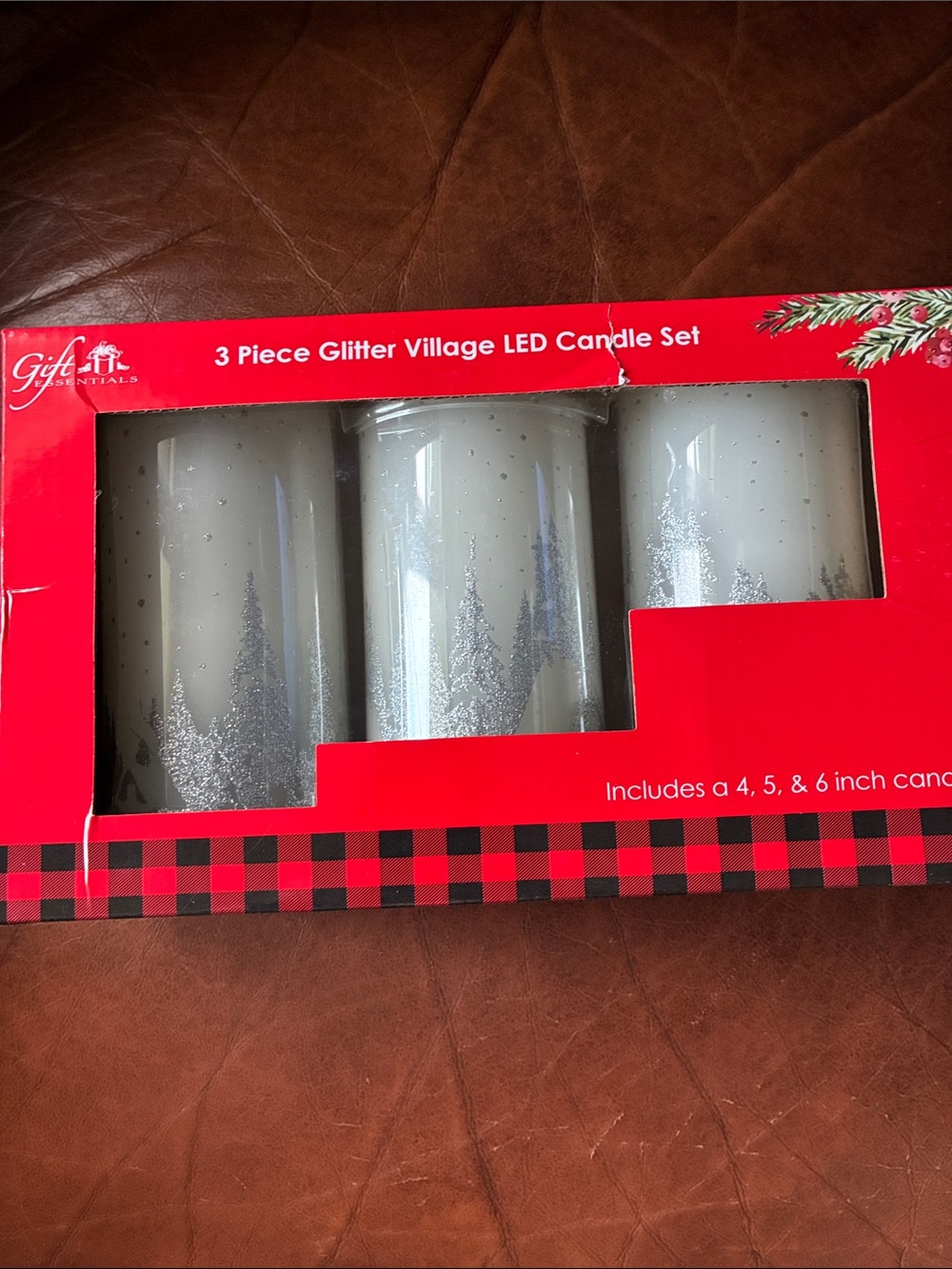 Essentials White & Silver Glitter Village LED Candle Trio